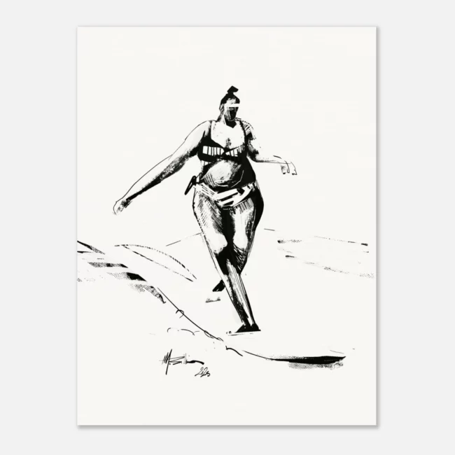 SURFINK LONGBOARDEUSE - illustration surf art print signe