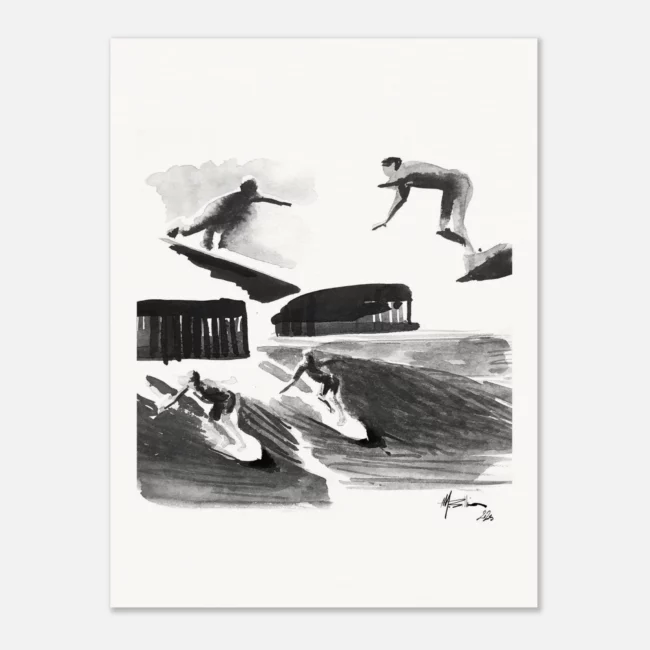 SURFINK DOWN TO THE LINE - print encadre decoration murale